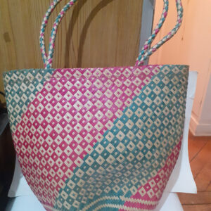 Bolsa de palha de ombro colorida